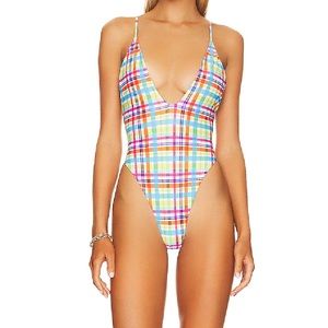 Lovers and friends, one piece, multi color plaid swimsuit